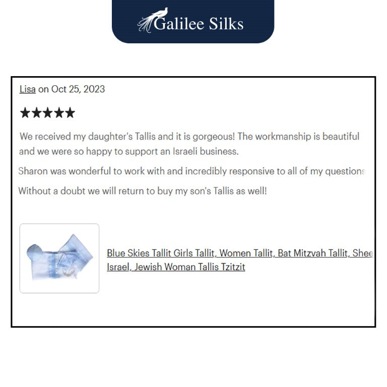 Blue Skies Silk Tallit for Women and Girls