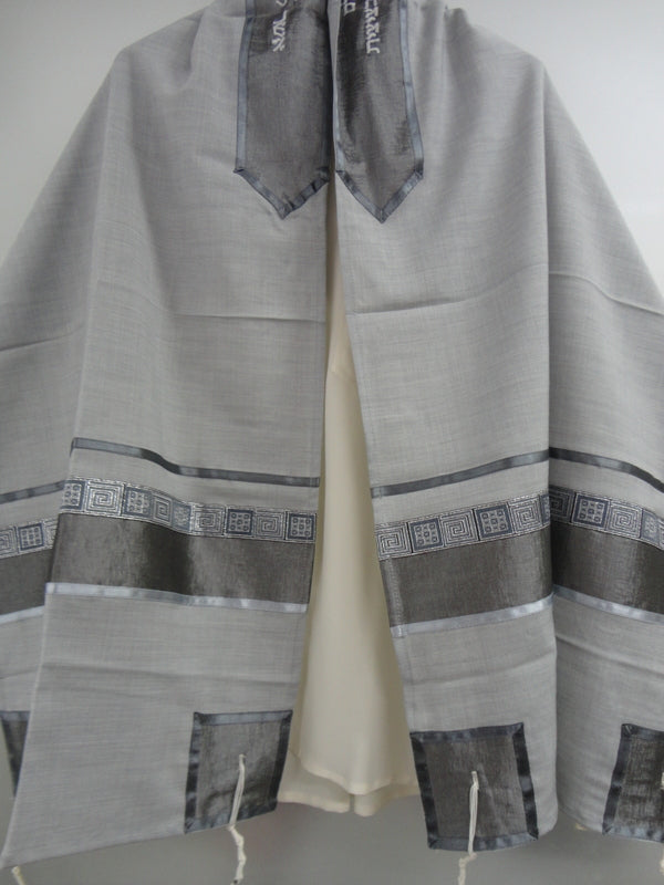 Light Grey Tallit, Bar Mitzvah Tallit Set, Modern Tallit, Contemporary Tallit collection