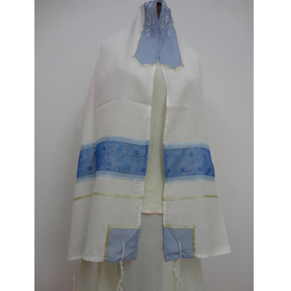 Blue strips silk Tallit for women