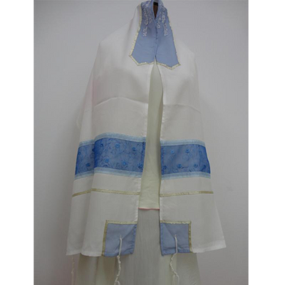 Blue strips silk Tallit for women