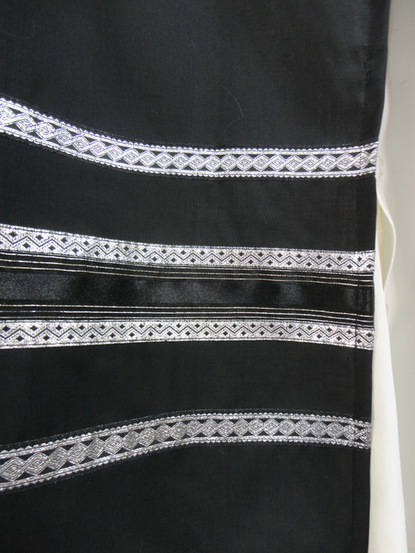 BLACK TALLIT, bar mitzvah tallit by Galilee Silks, modern tallit