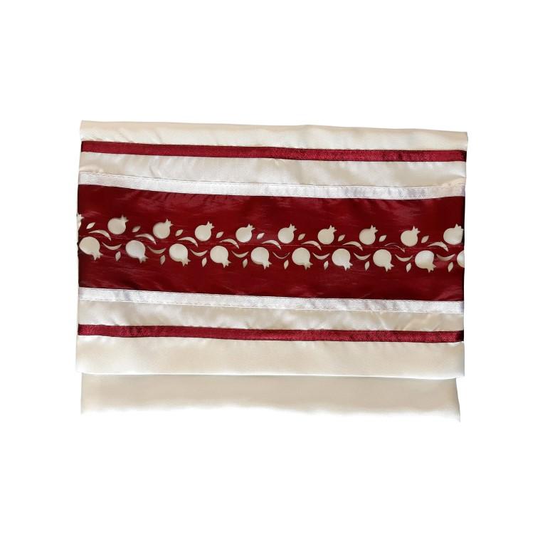 Red Pomegranates Bar Mitzvah Tallit Set, Hebrew Prayer Shawl, Wool Tallit bag, Jewish Prayer Shawl