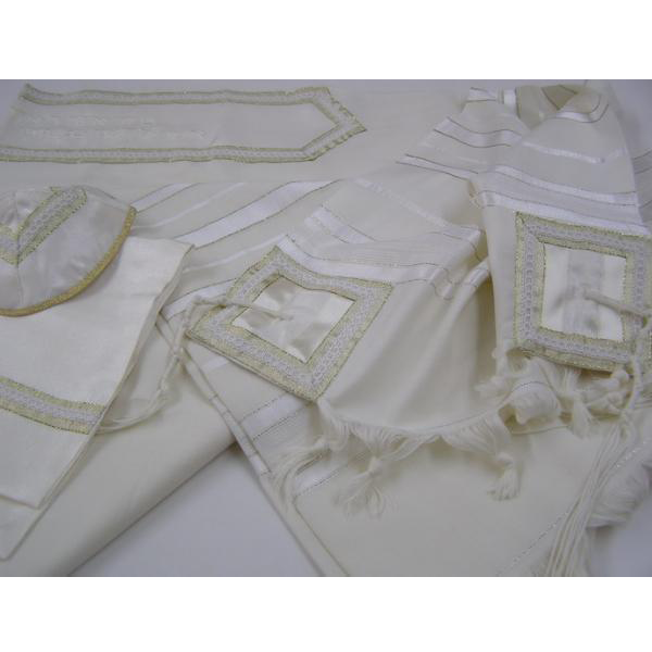 Classic Golden Wool Tallit Jewish Prayer Shawl by Galilee Silks, Wedding Tallit, bar mitzvah tallit set