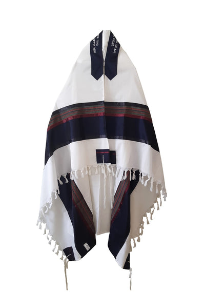 RGB - Dark Blue and Multi-Colors Wool Tallit, Bar Mitzvah tallit, Wedding Tallit, Chuppah Tallit