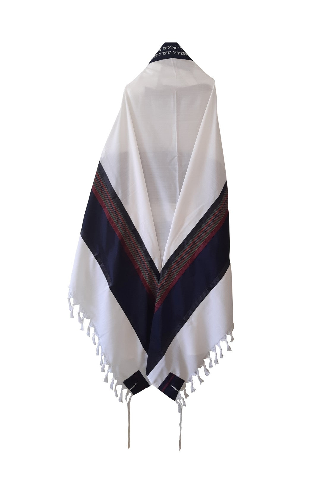 RGB - Dark Blue and Multi-Colors Wool Tallit, Bar Mitzvah tallit, Wedding Tallit, Chuppah Tallit back